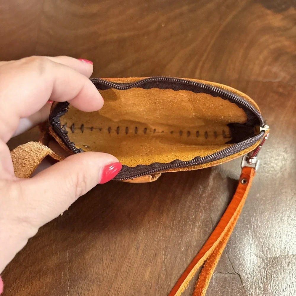 Handmade Leather Bunny Coin Purse Wristlet 3D‎ Rabbit Wallet